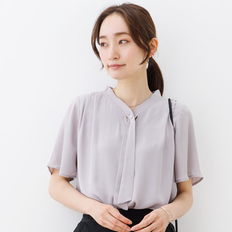 ブラウス 半袖 レディース トップス 春夏(メール便 送料無料06)(S〜LL