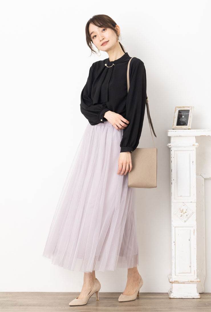 SALE30) (M〜L)二重 重ね チュール 無地 10枚 はぎ ギャザー フレア