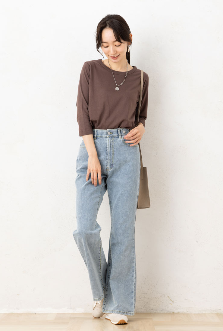 綿100％ Tシャツ 七分袖 レディース カットソー トップス (メール便