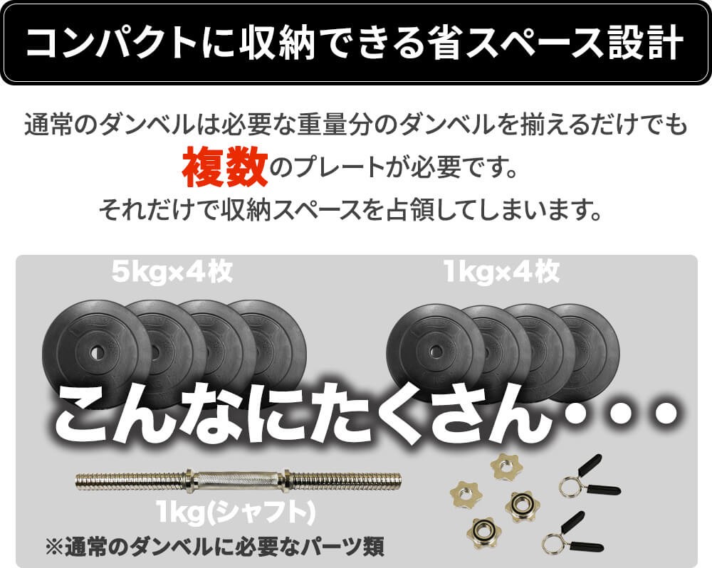 可変式ダンベル 25kg × 2個セット 計50kg 5kg 10kg 15kg 20kg 25kg