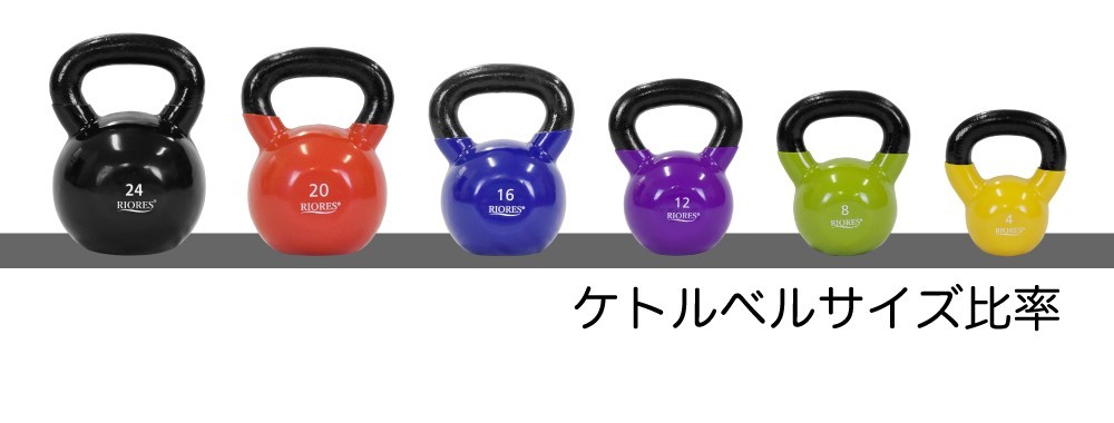 【早い者勝ち】ケトルベル24kg RIORES RIORES ケトルベル 24kg 1個 PVCコーティング トレーニング