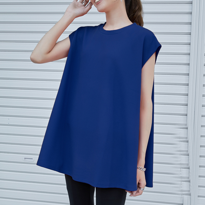 tシャツ チュニック トップス カットソー ふんわり ノースリーブ