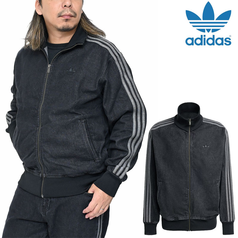 あい✨アディダスオリジナルス デニムトラックジャケット M ブラック 刺繍 adidas Originals アディダス オリジナルス originals デニム