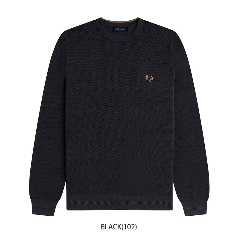 FRED PERRY（フレッドペリー） コットンクルーネックニット 鹿の子
