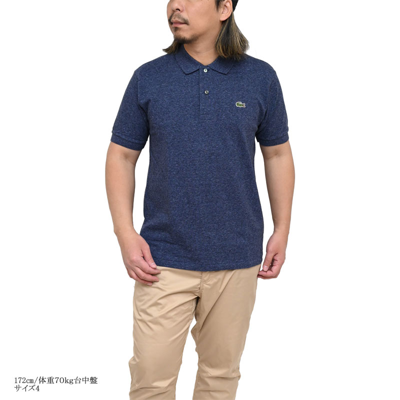 日本製　LACOSTE ネイビー ベロアポロシャツ サイズ4 LACOSTE（ラコステ） ポロシャツ メイドインフランスオーガニック