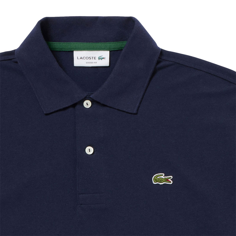 美品 LACOSTE リヨセル鹿の子ポロシャツ スリムフィット 38 ネイビー