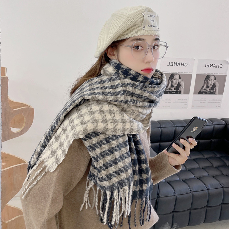 【DIESEL】ディーゼル 千鳥格子柄 マフラー ストール ROPE' ストール マフラー カシミヤブレンド パターンストール
