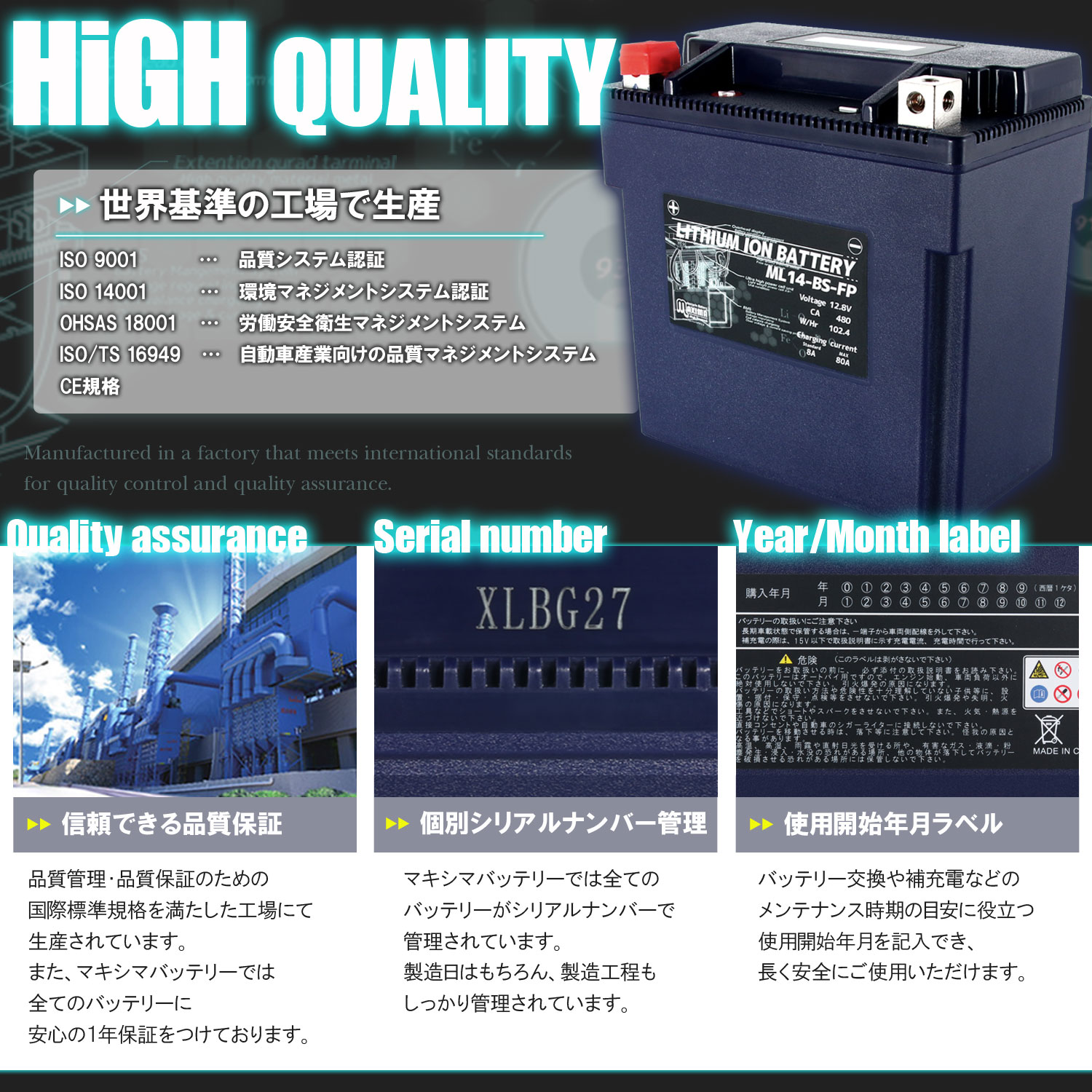 DUCATI（ドゥカティ） バイク用リチウムイオンバッテリー ML12B-BS-FP