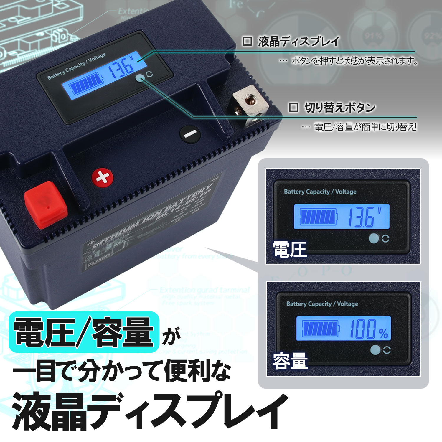 カワサキ 充電済み バイク用リチウムイオンバッテリー ML14-BS