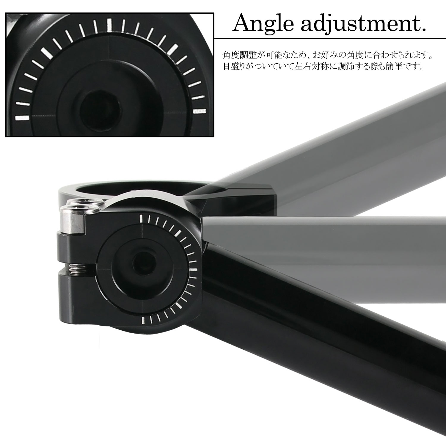 角度調整付 セパレートハンドル 37mm 37パイ LOWタイプ 22.2mm セパハン キット ブラック 黒 アルミ削り出し バイク オートバイ ハンドル 交換 カスタム 汎用の画像