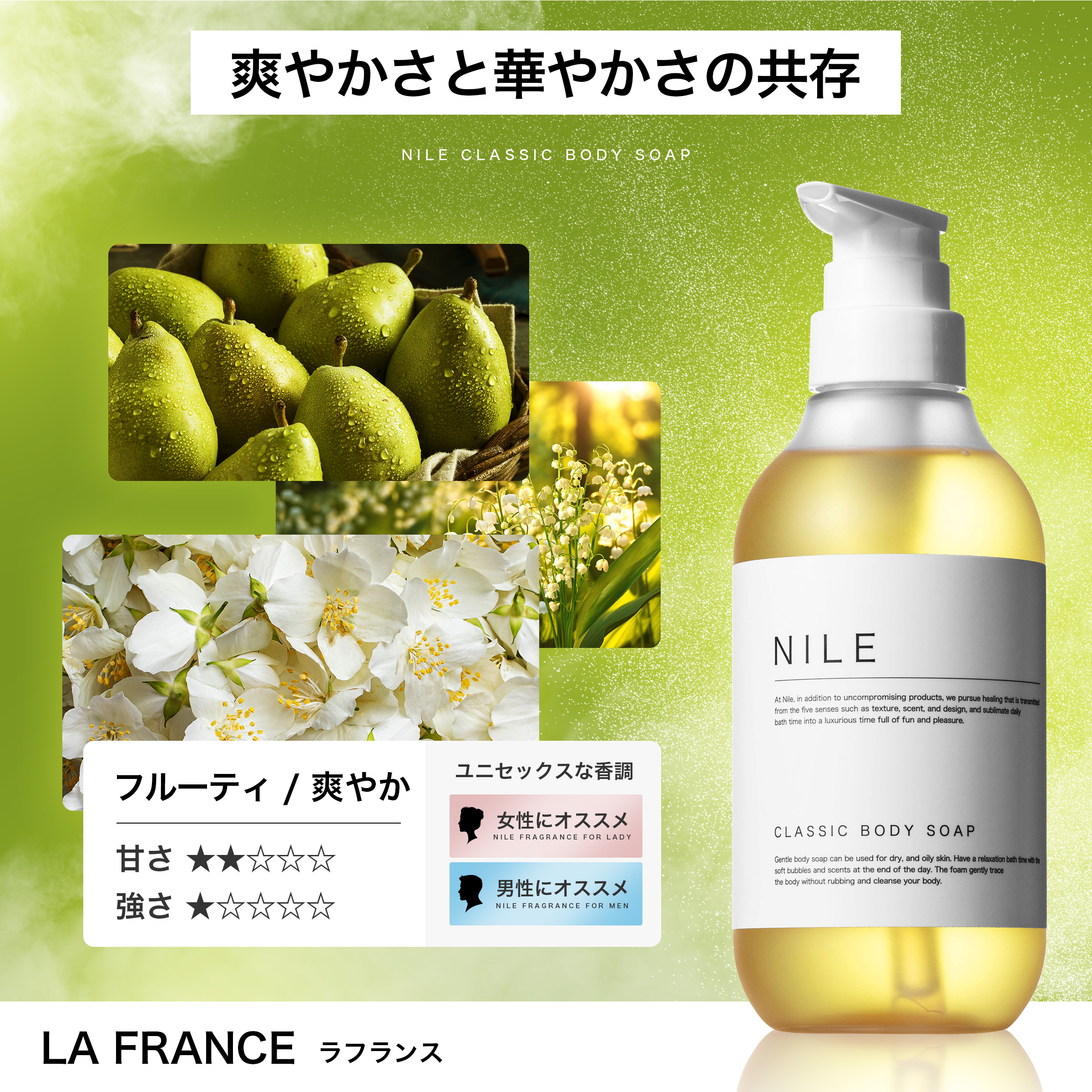 NILE クラシックボディーソープ 詰め替え用 370ml パウチ サボン 保湿 敏感肌 ボディソープ ニオイケア シャワーオイル 関連画像3