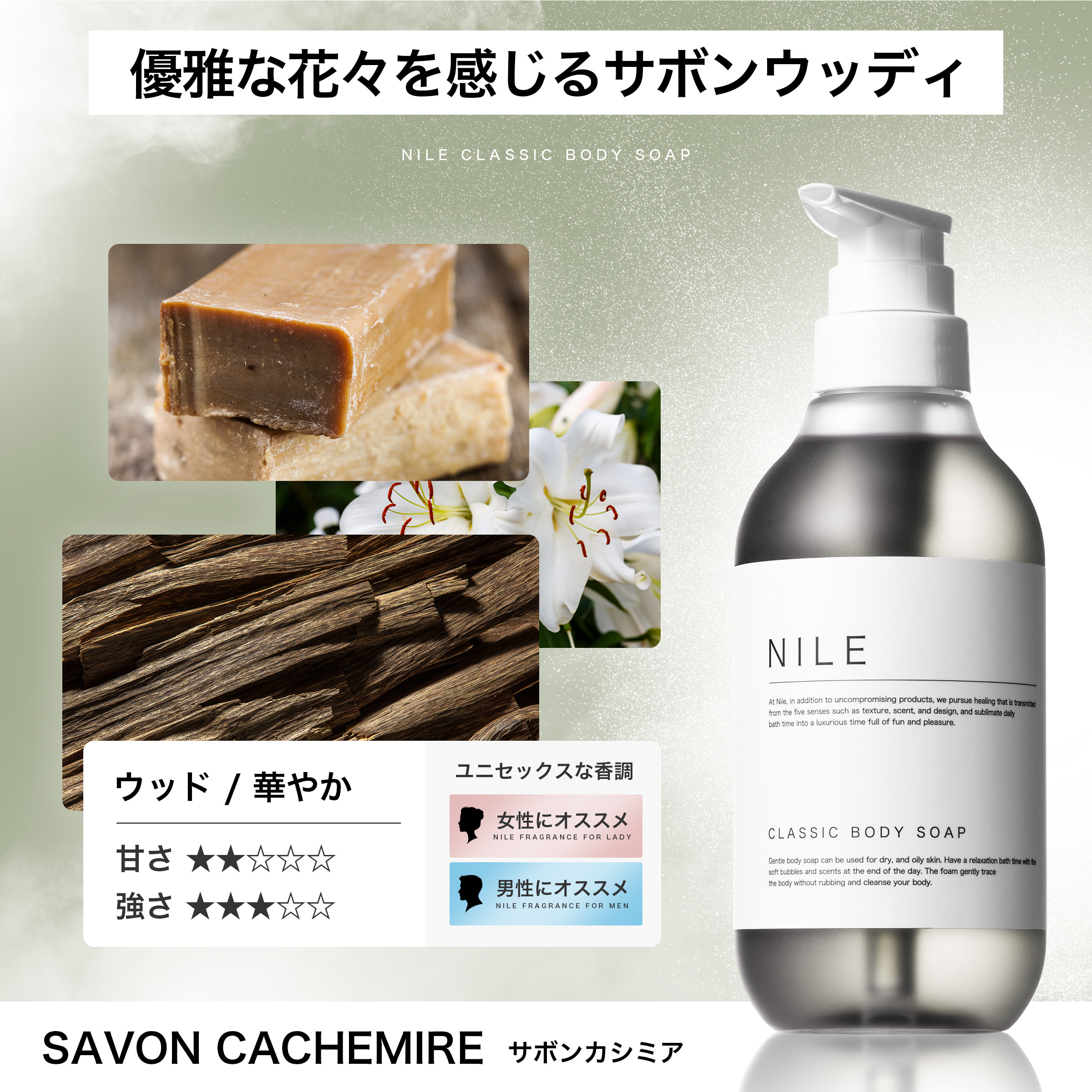 Nile クラシックボディーソープ 詰め替え用 370ml パウチ サボン 保湿