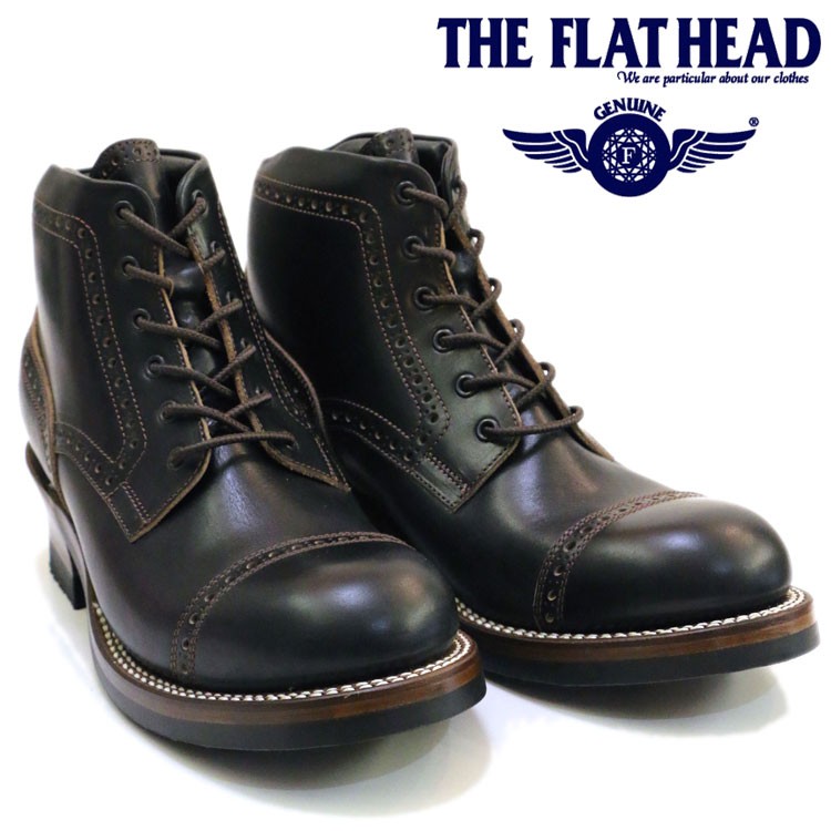 THE FLAT HEAD（ザ・フラットヘッド）メダリオン レースアップ ブーツ【黒  ブラック】F-FB-002【メンズ/アメカジ/バイカー/ワークブーツ/日本製/送料無料】