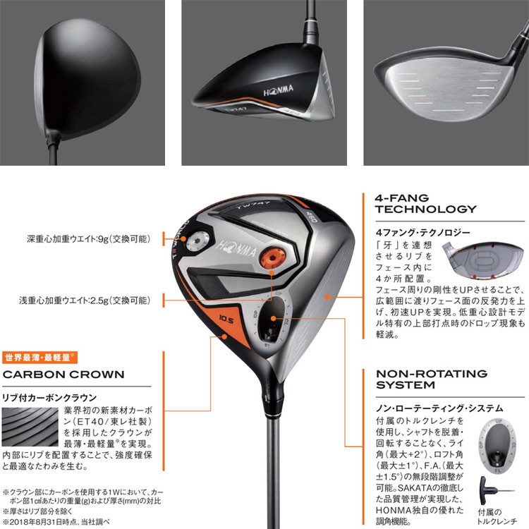 本間ゴルフ - ホンマ　TW747-460 VIZARDシャフト   ドライバー　美品 HONMA GOLF ☆本間ゴルフ ホンマ TOUR WORLD ツアーワールド