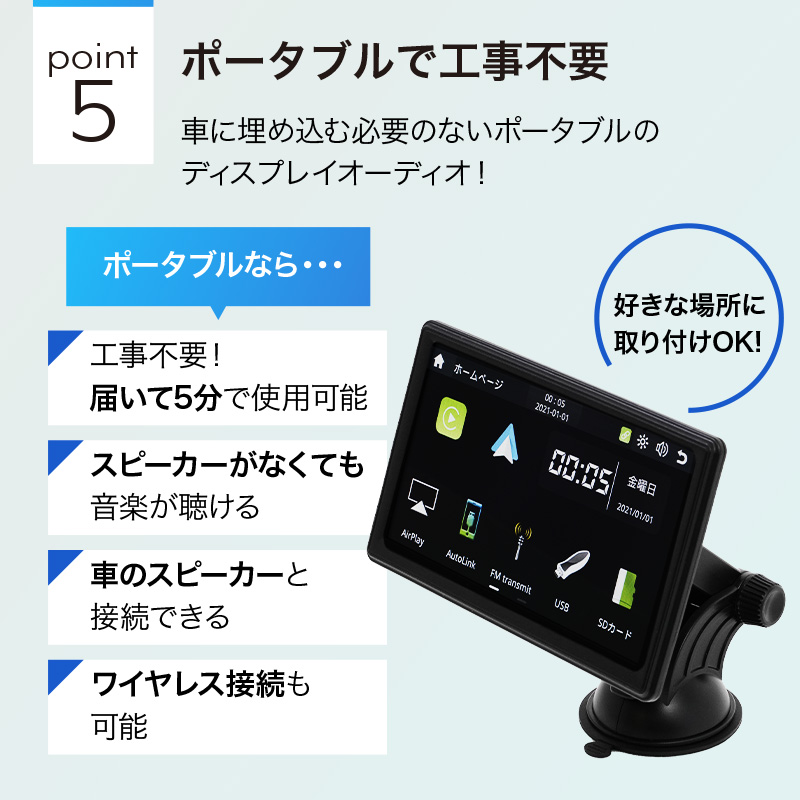 ディスプレイオーディオ カーオーディオ カーナビ iPhone ポータブル ディスプレイ Bluetooth AUX android youtube  対応 ミラーリング 後付け アプリ 7インチ :C0147:通販ショップ ライズ - 通販 - Yahoo!ショッピング