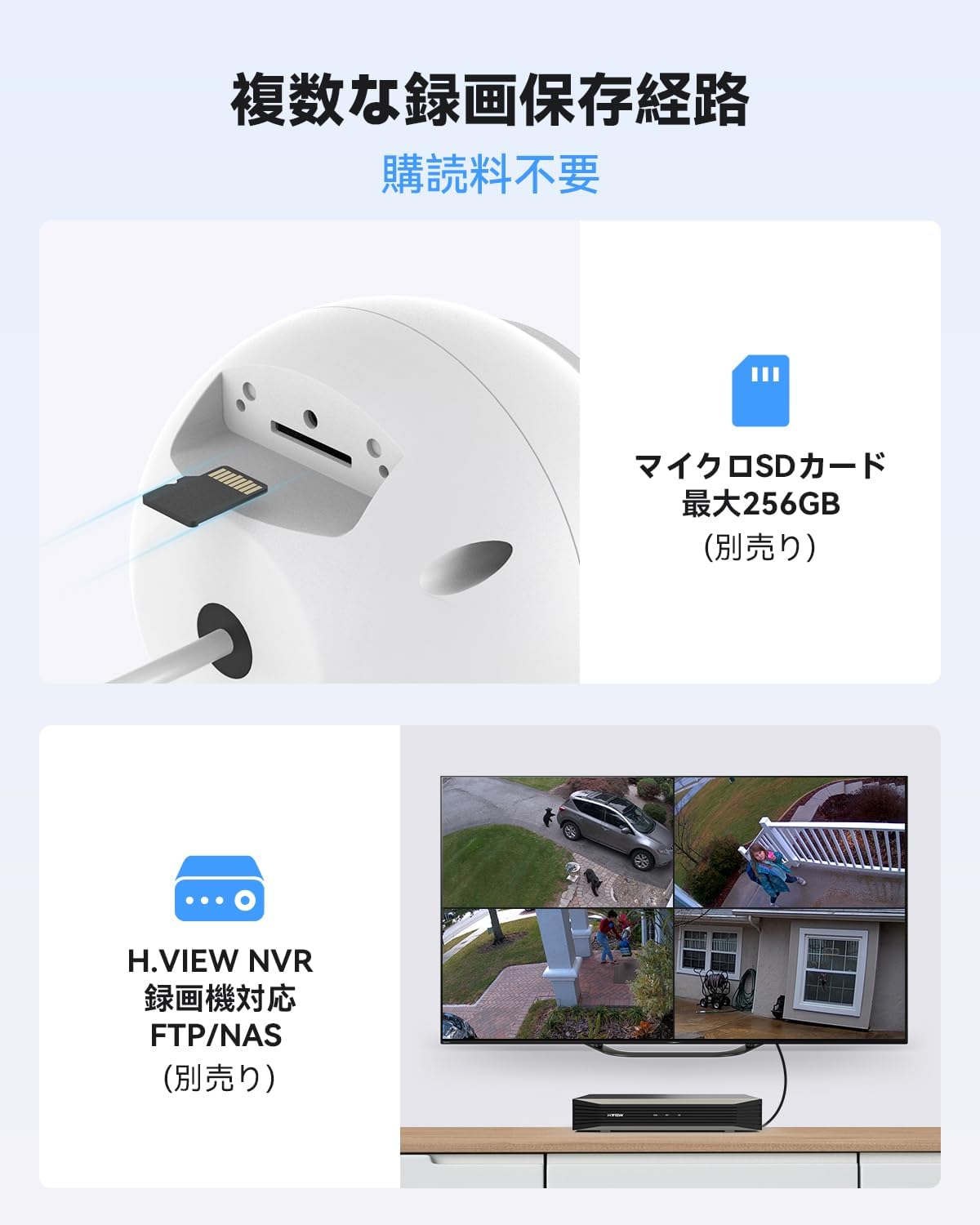 H.VIEW H.View 防犯カメラ 屋外 屋内 増設用防犯カメラ 単品 800万画素