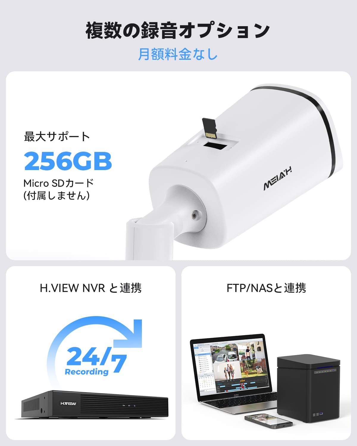 H.VIEW H.View 防犯カメラ 屋外 屋内 800万画素 家庭用 2.7-13.5mm