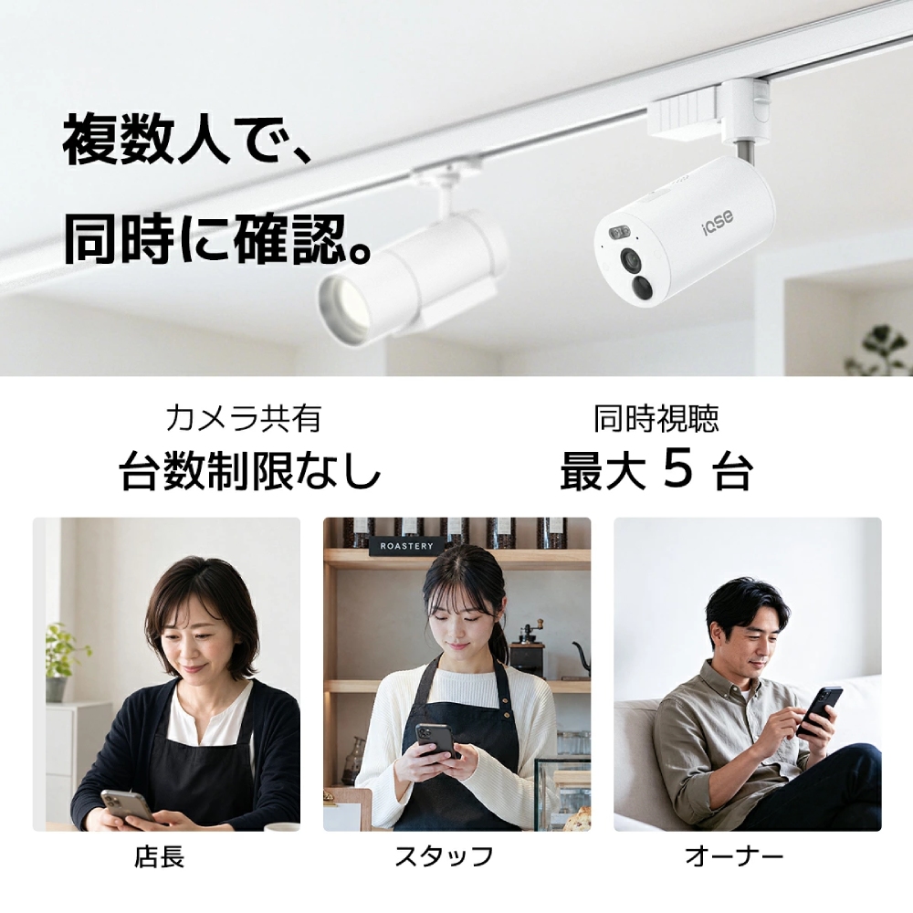 ダクトレール用 防犯カメラ 屋内 WiFi対応 無線 室内 ワイヤレス