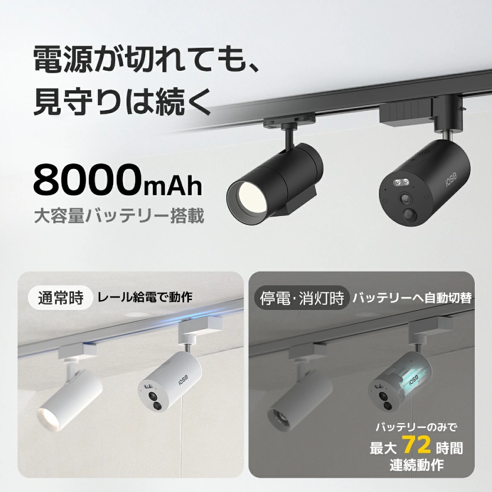 IQSE-G1 防犯カメラ 屋内 ダクトレール 工事不要 WiFi6 300万画素