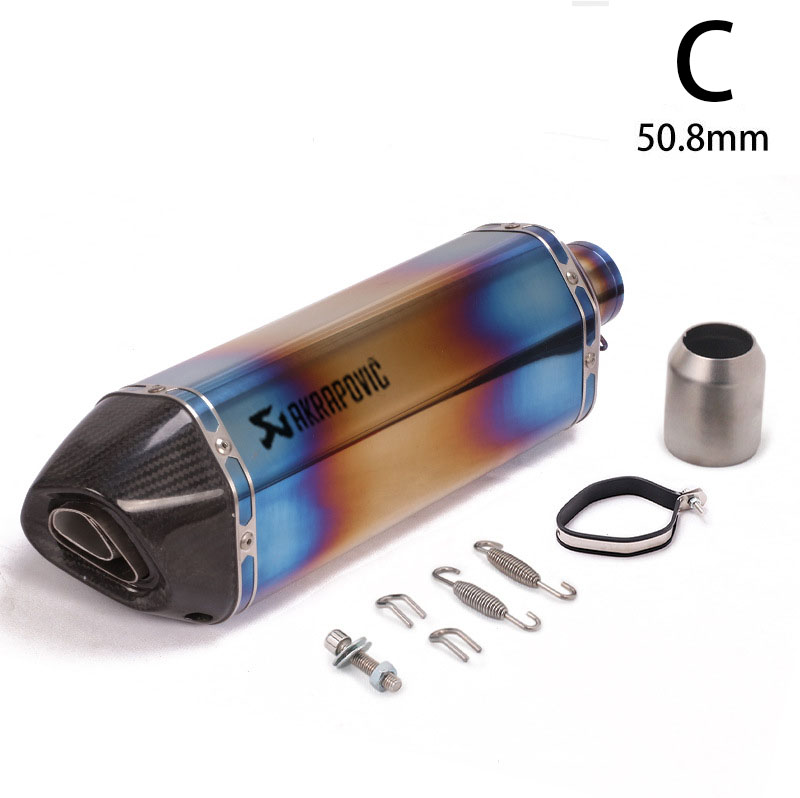 バイク用 カーボン+チタン合金 バイクスリップオンマフラー バイクサイレンサー カーボン サイレンサーバンド 汎用 50.8mm 60.5mm 長さ470mm | ブランド登録なし | 05