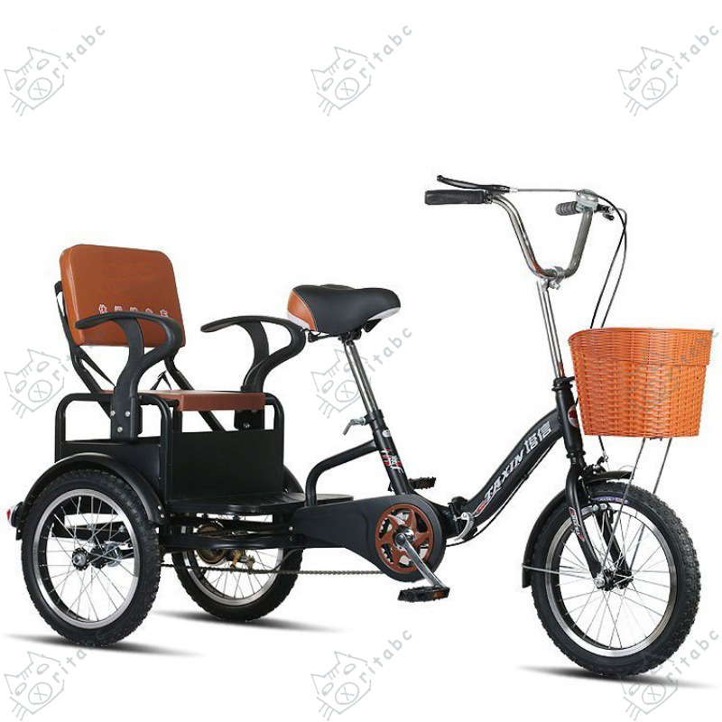 大人用三輪車、三輪折りたたみ自転車、前後二層ブレーキレジャー