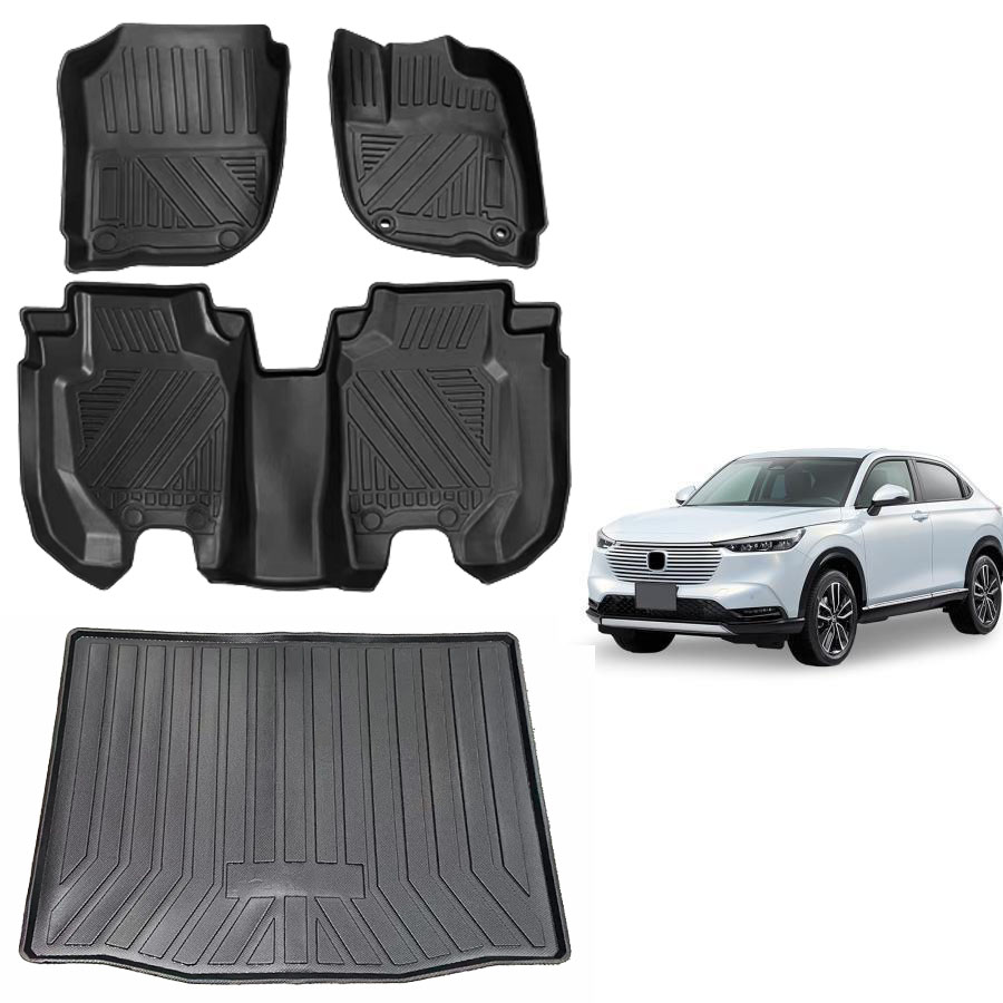 新型ヴェゼル rv系 専用 フロアマット+ラゲッジマット 専用設計 VEZEL RV5 RV6 3D立体マット 防水 カーマット TPE材質 保護マット 耐汚れ 滑り防止 アク | ブランド登録なし | 02