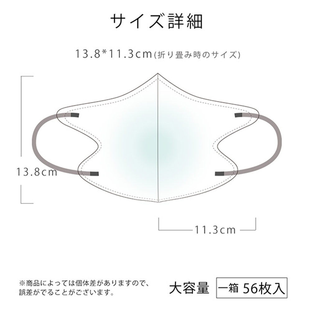 マスク 不織布 立体 冷感マスク バイカラー 3タイプ 44枚 56枚 平ゴム 大容量 接触冷感 敏感肌に優しい不織布マスク 冷感 カラーマスク 小顔 花粉対策 おしゃれ | CICIBELLA | 12