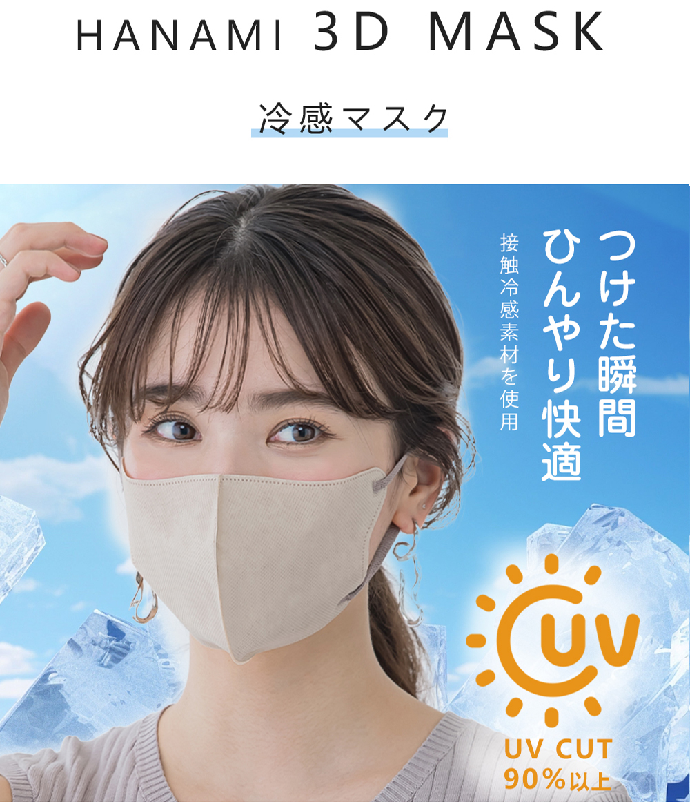 マスク 不織布 立体 冷感マスク バイカラー 3タイプ 44枚 56枚 平ゴム 大容量 接触冷感 敏感肌に優しい不織布マスク 冷感 カラーマスク 小顔 花粉対策 おしゃれ | CICIBELLA | 14