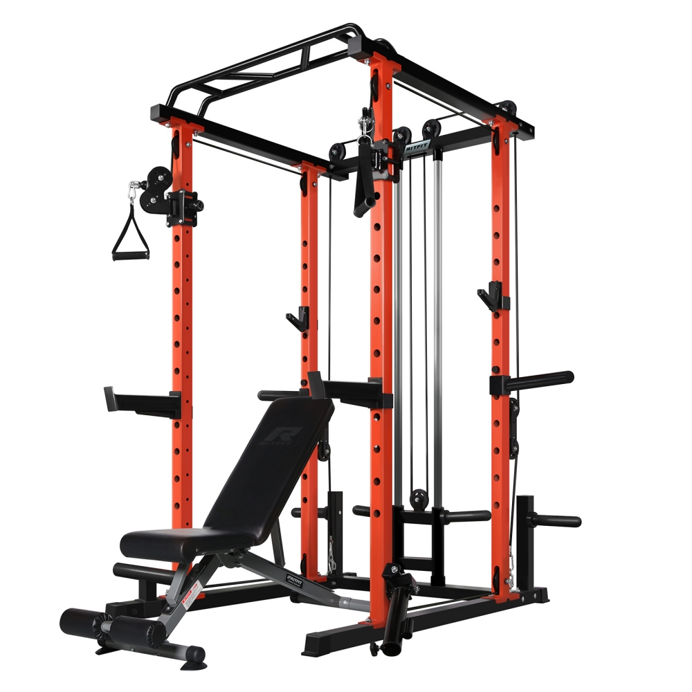 RITFIT パワーケージ ケーブルクロスオーバーシステム マルチトレーニングマシン フィットネス 懸垂 ホームジム トレーニングベンチ付き 筋トレ 耐荷重455kg(68080円)