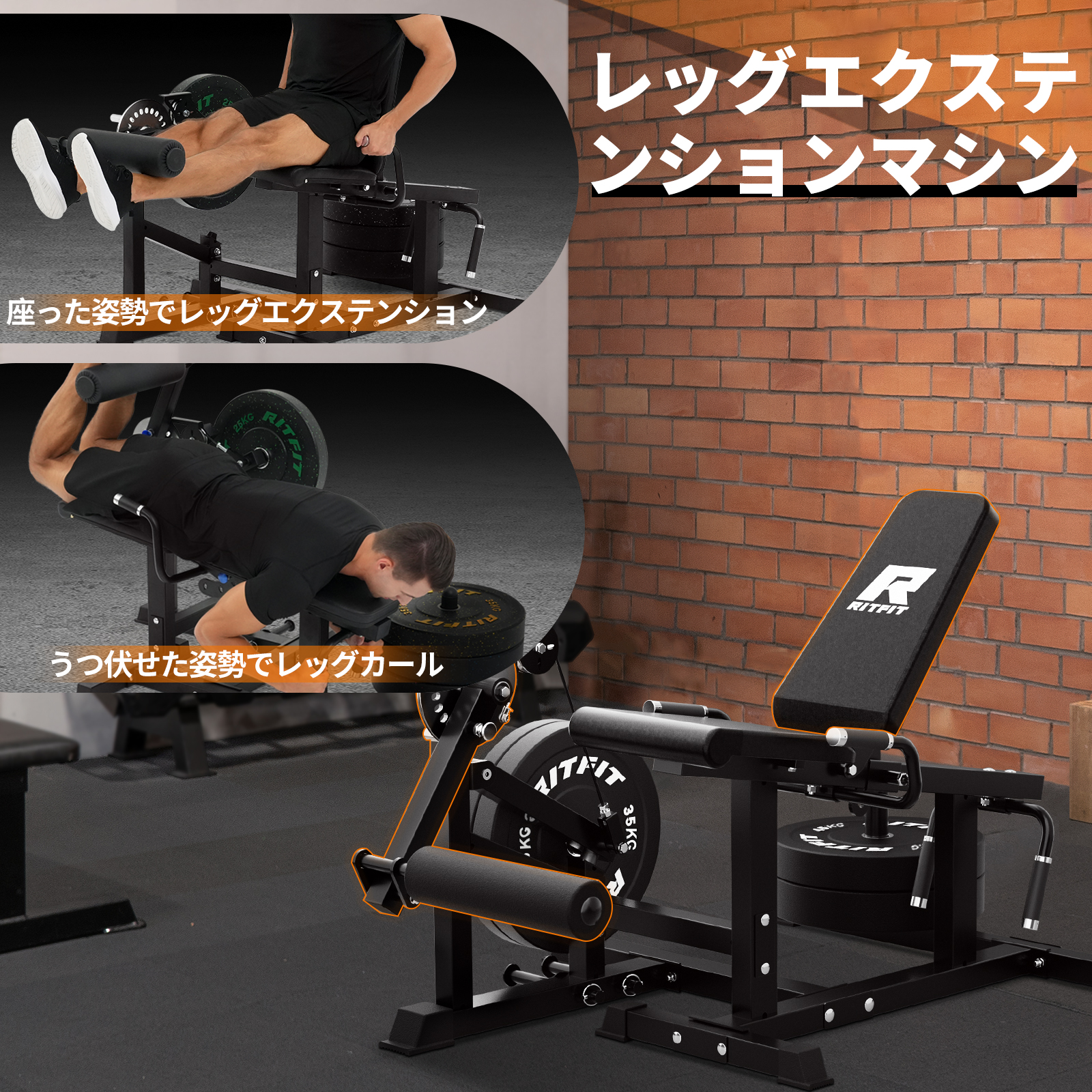 RITFITレッグエクステンションマシン カールマシン トレーニングベンチ フラットベンチ 下半身強化 体幹トレーニング 12+4角度調節可能 耐荷重320KG 関連画像1