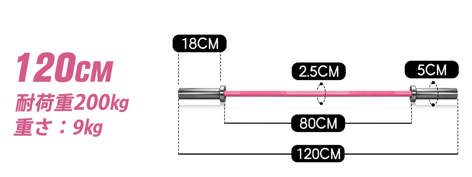 RITFIT オリンピックバーベルシャフト 120cm 径50mm対応