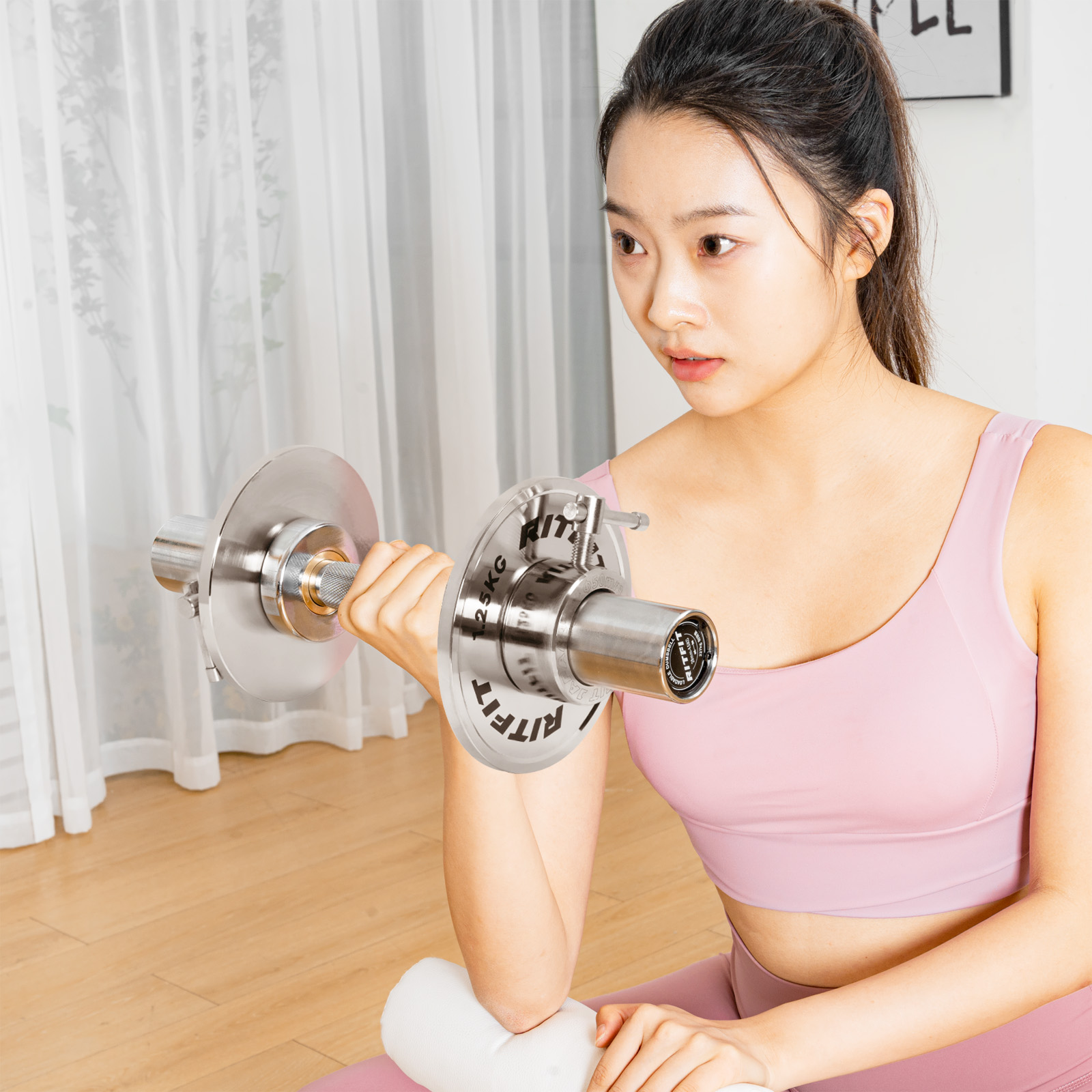 RITFIT 即納 ダンベル ステンレス製 バーベルシャフト 2個セット