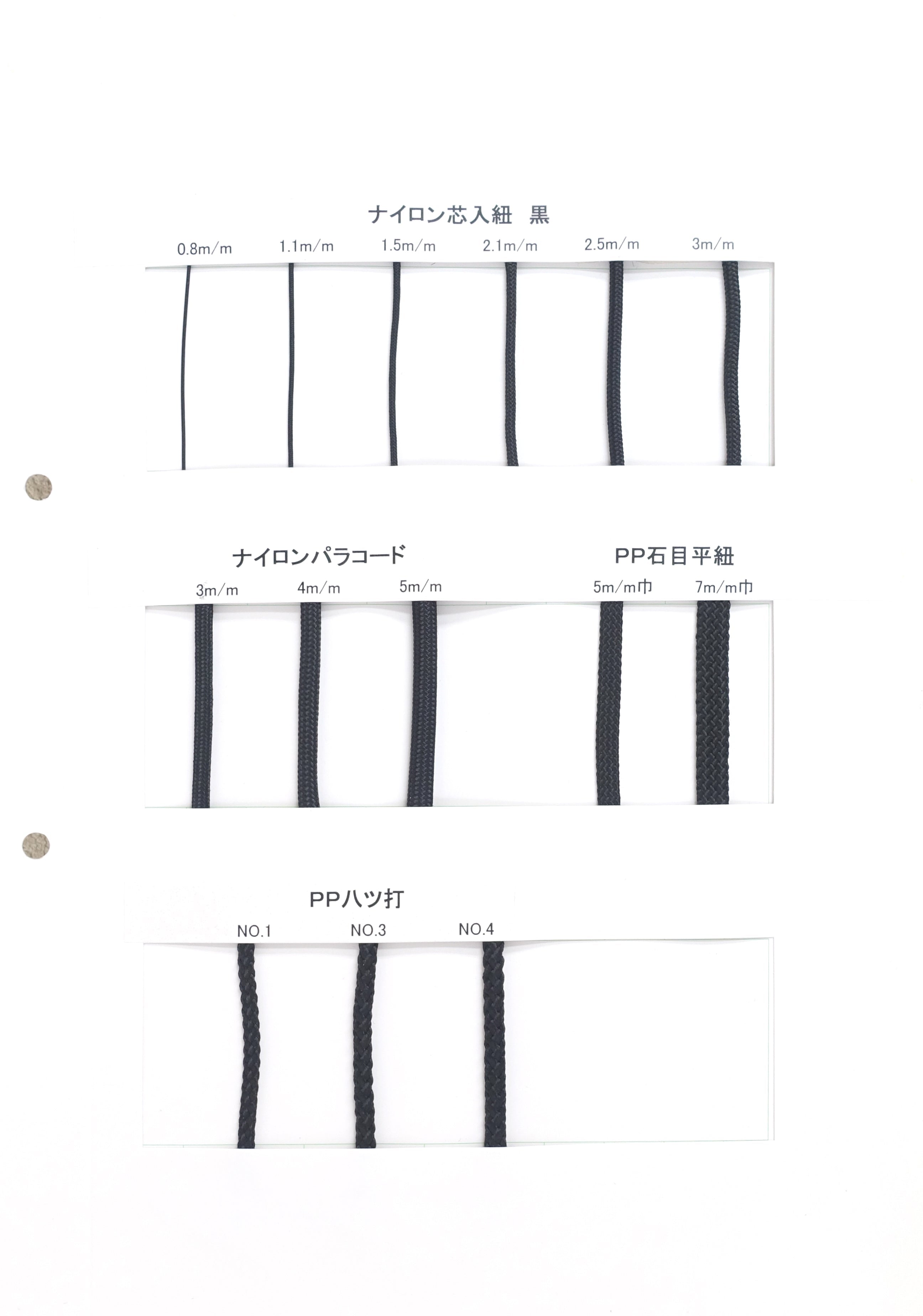 メートル売り ナイロン芯入り紐 黒のみ ナイロ...の詳細画像1