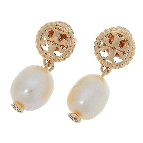 トリーバーチ アクセサリー レディース ピアス イヤリング アウトレット ローズゴールド ROPE LOGO DROP EARRING 136616 689 TORY BURCH