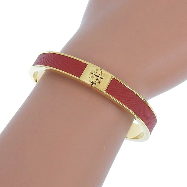 トリーバーチ アクセサリー レディース バングル ブレスレット アウトレット レザー レッド SLIM LEATHER INLAY CUFF  145435 600M TORY BURCH