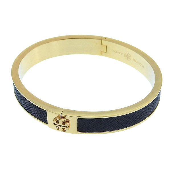 トリーバーチ アクセサリー レディース バングル ブレスレット アウトレット レザー ブラック SLIM LEATHER INLAY CUFF  145435 720S TORY BURCH