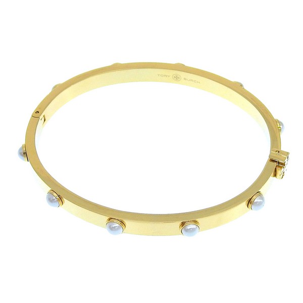 トリーバーチ アクセサリー レディース バングル アウトレット ゴールド BRITTEN PEARL HINGED CUFF 155391 137 TORY BURCH