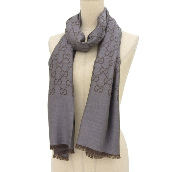 GUCCI（グッチ） マフラー ストール レディース ブラウングレー GG 冬