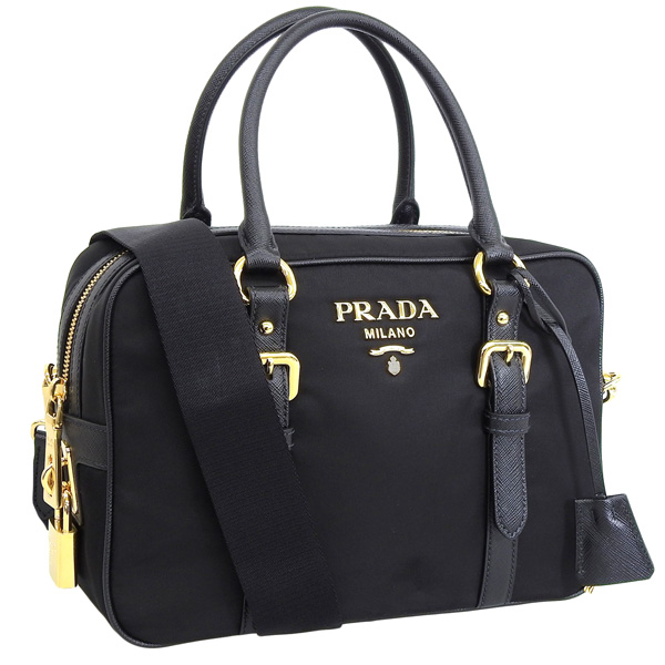 プラダ バッグ レディース ハンドバッグ 2way ショルダーバッグ アウトレット ブラック 1BB088 TESSUTO+SAFFIAN PRADA