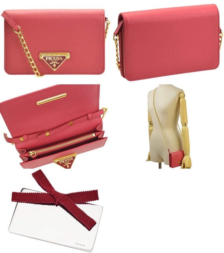 PRADA ミニショルダーバッグ・財布 PRADA（プラダ） ショルダーウォレット 長財布 ミラー付 チェーン ミニ