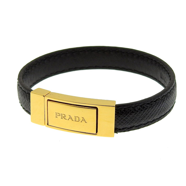 Yahoo! Yahoo!ショッピング(ヤフー ショッピング)プラダ PRADA ブレスレット レザー ブラック レディース 1ib031saff