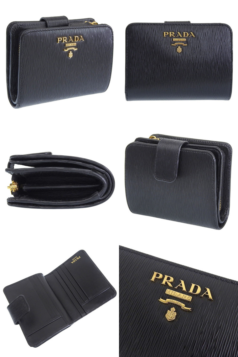 プラダ PRADA PORTAF PICCOLO LAMPO 二つ折り財布 財布 レザー ナイロンキャンバス レディース ブラック系 1ML018 【中古】 プラダ(PRADA)プラダ PORTAF PICCOLO LAMPO 二つ折り財布 財布