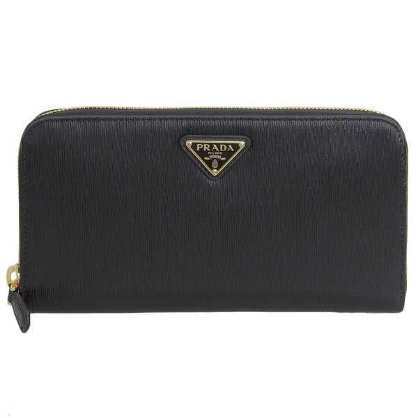 PRADA ブラックレザー 長財布 メンズ・レディース PRADA プラダ 財布 レディース 長財布 アウトレット レザー