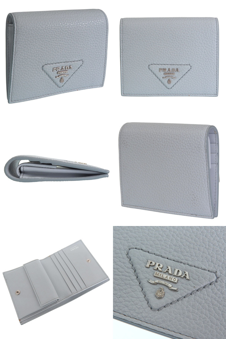 PRADA財布 PRADA (プラダ) サフィアーノレザー スナップボタン開閉 コンパクト