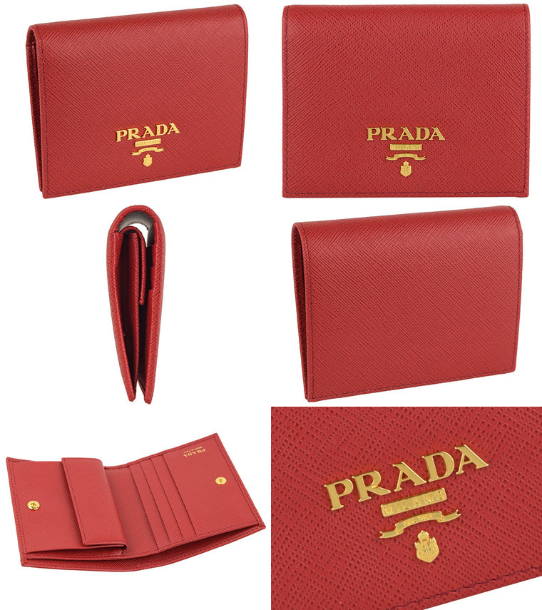 週末値下げ！プラダ　ミニウォレット PRADA】VIPセール Zip Compact Wallet ジップコンパクト財布♪ (PRADA