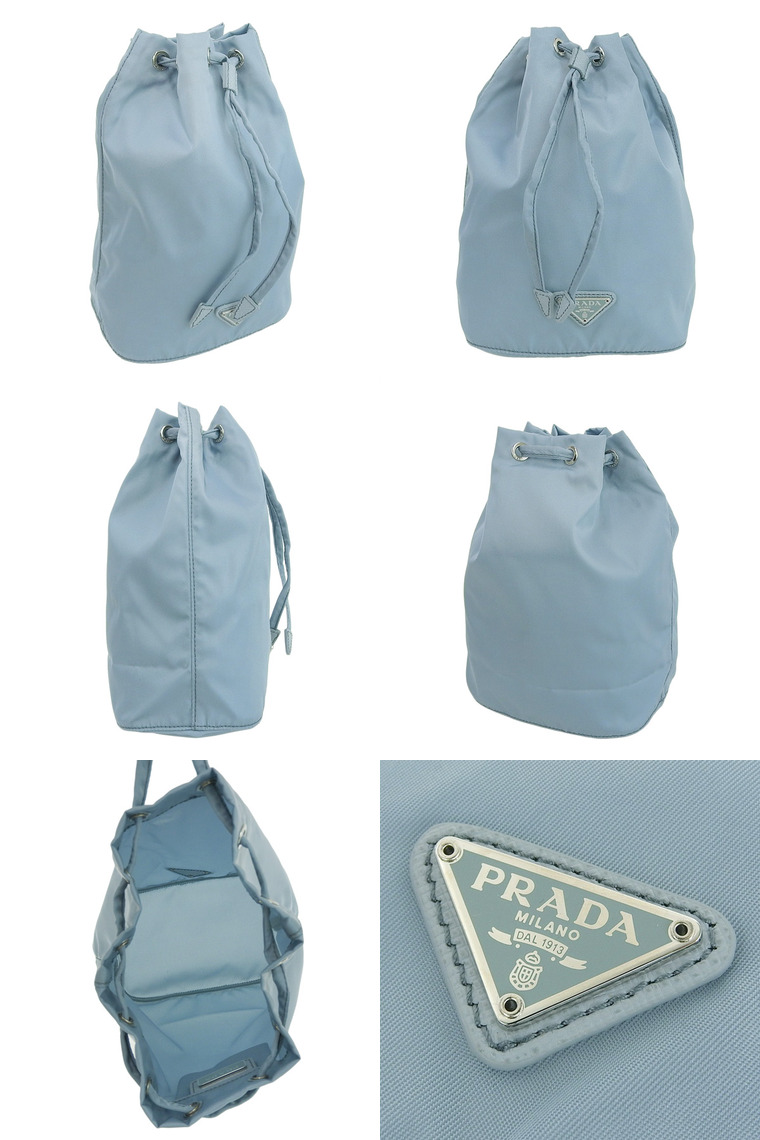 PRADA（プラダ） 巾着バッグ ポーチ 小物入れ ナイロン ブルー