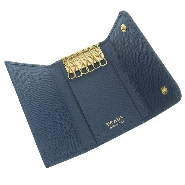 プラダ キーケース 6連 レディース アウトレット サフィアーノレザー ブルー 1PG222 SAFFIANO METAL BLUETTE PRADA