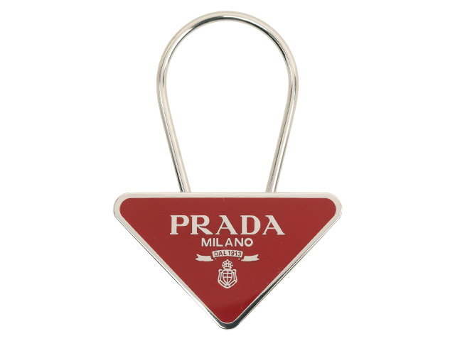 PRADA プラダ トライアングルロゴ キーリング キーホルダー　赤　レッド PRADA（プラダ） キーリング キーホルダー アウトレット 1ps395accsma