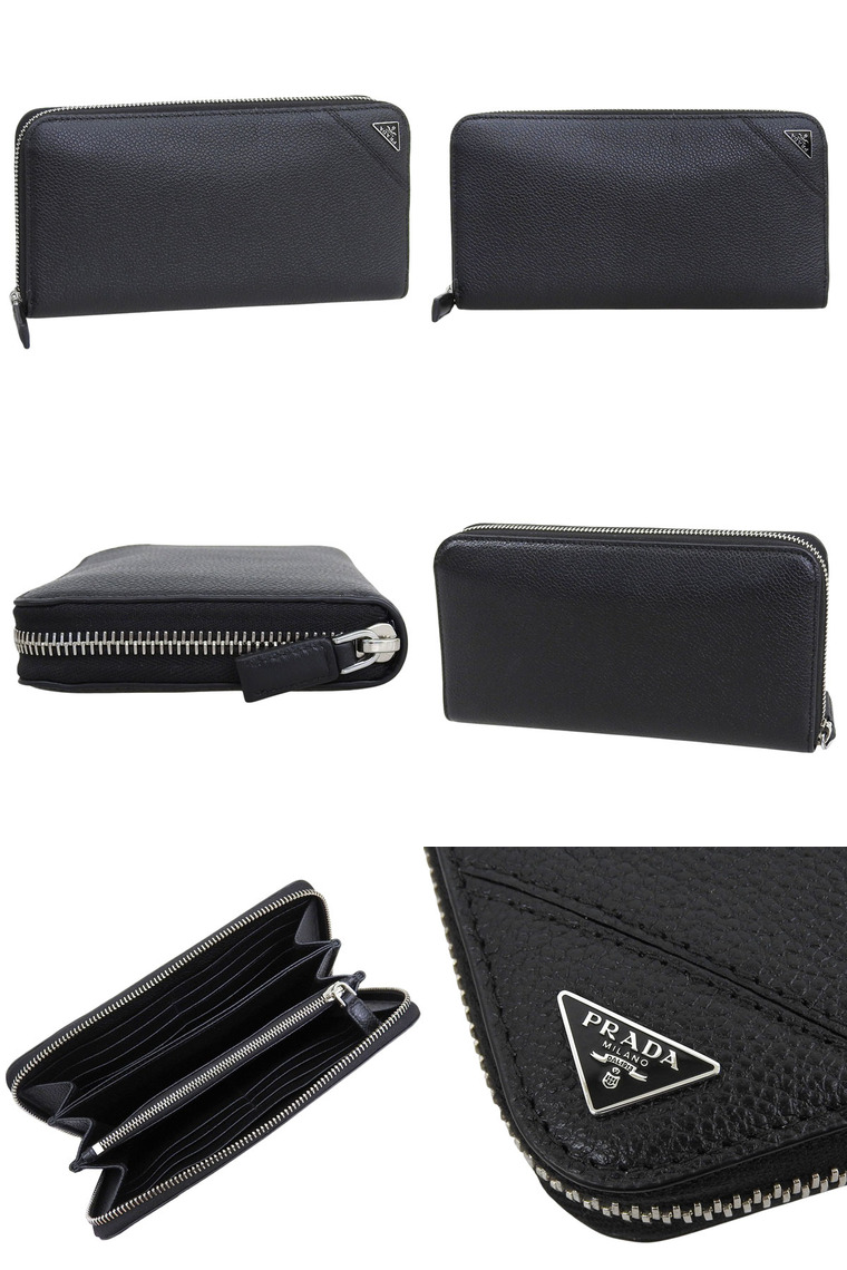PRADA（プラダ） 財布 メンズ 長財布 アウトレット レザー ブラック
