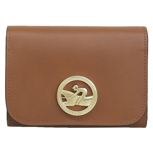 ロンシャン 財布 ロゴ 三つ折り財布 レザー 革 ブラウン 茶色 LONGCHAMP Wホック財布 両開き財布 コンパクト財布 ミニ財布 ミニウォレット ウォレット サイフ【中古】 LONGCHAMP（ロンシャン） 三つ折り財布 Le Foulonne ル フローネ